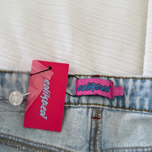 Edikted Sky Blue Wide-Leg Jeans Size L - Picture 7 of 9